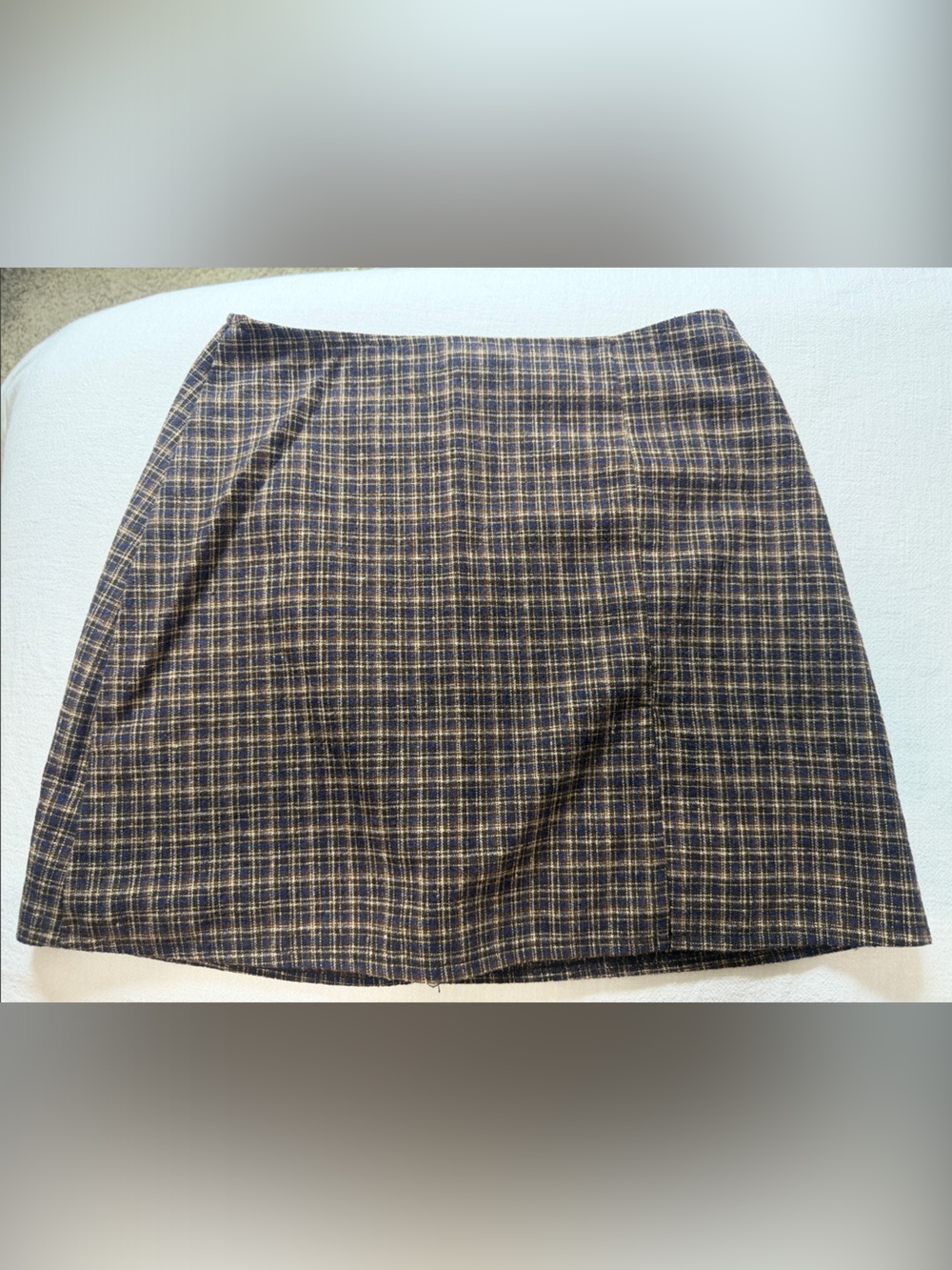 Olivaceous Brown & Black Plaid Pencil Skirt